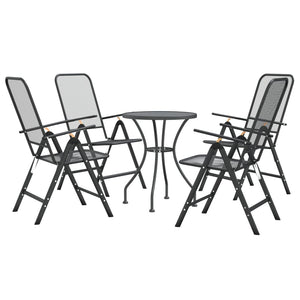 vidaXL Patio Dining Set Expanded Metal Mesh Anthracite Outdoor Furniture Set-9