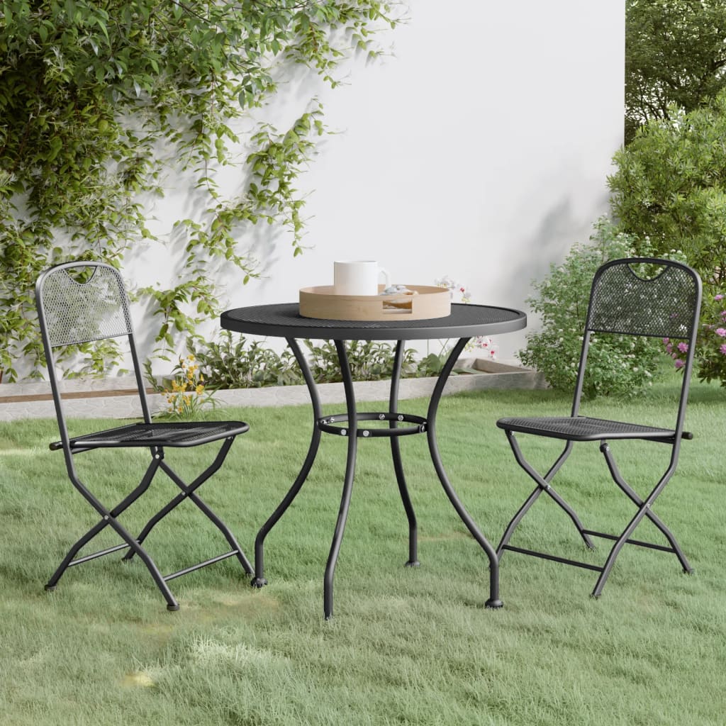 vidaXL 3 Piece Patio Dining Set Expanded Metal Mesh Anthracite-10