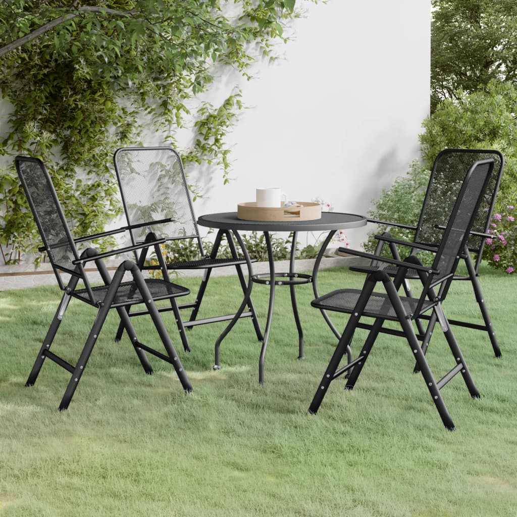 vidaXL Patio Dining Set Expanded Metal Mesh Anthracite Outdoor Furniture Set-32