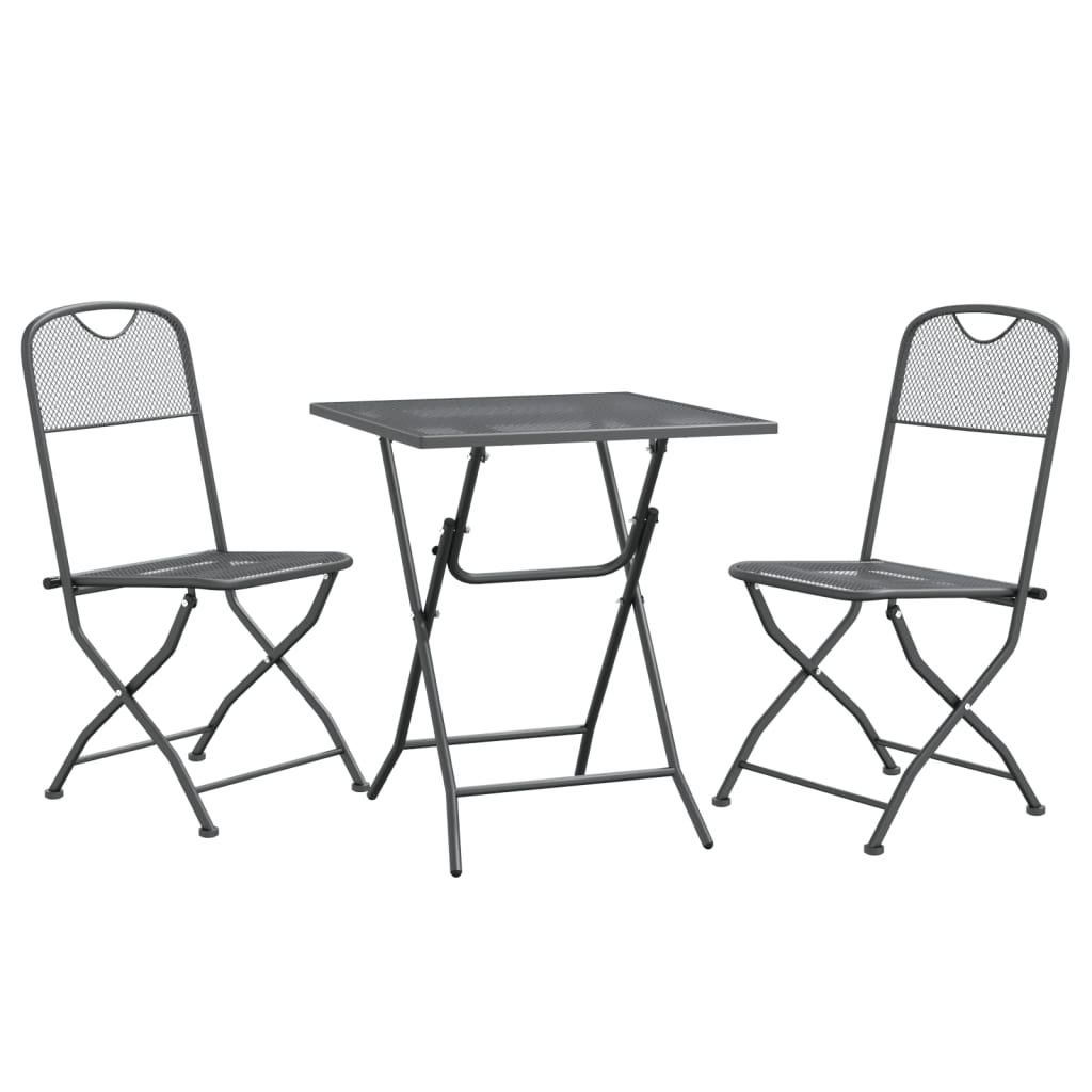 vidaXL 3 Piece Patio Dining Set Expanded Metal Mesh Anthracite-16