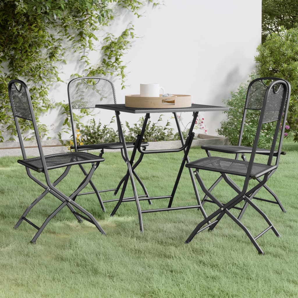 vidaXL 3 Piece Patio Dining Set Expanded Metal Mesh Anthracite-41