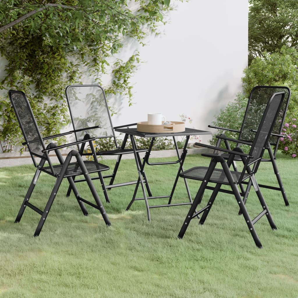 vidaXL Patio Dining Set Expanded Metal Mesh Anthracite Outdoor Furniture Set-52