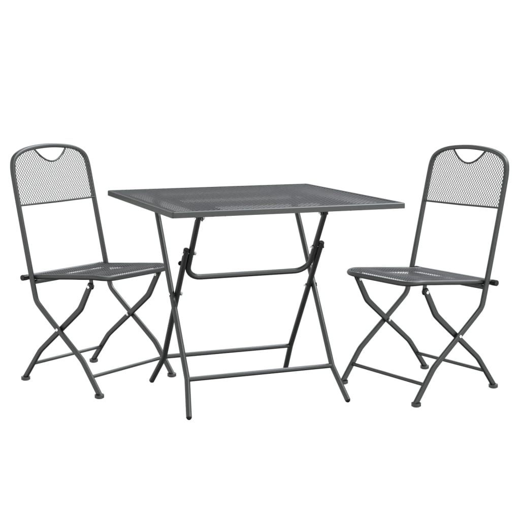 vidaXL 3 Piece Patio Dining Set Expanded Metal Mesh Anthracite-30