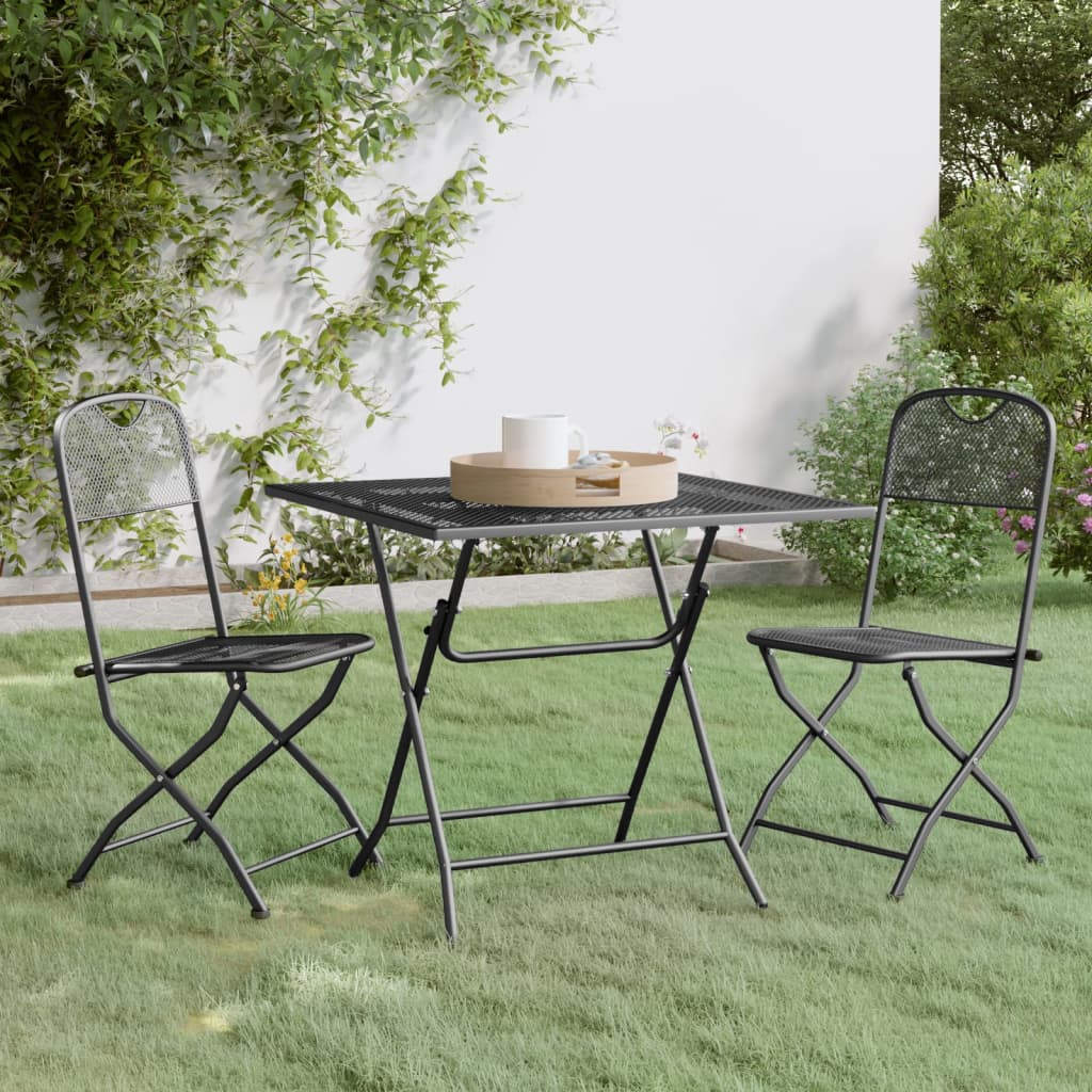 vidaXL 3 Piece Patio Dining Set Expanded Metal Mesh Anthracite-51