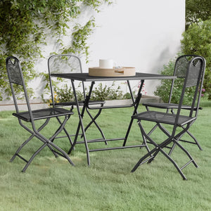 vidaXL 3 Piece Patio Dining Set Expanded Metal Mesh Anthracite-4