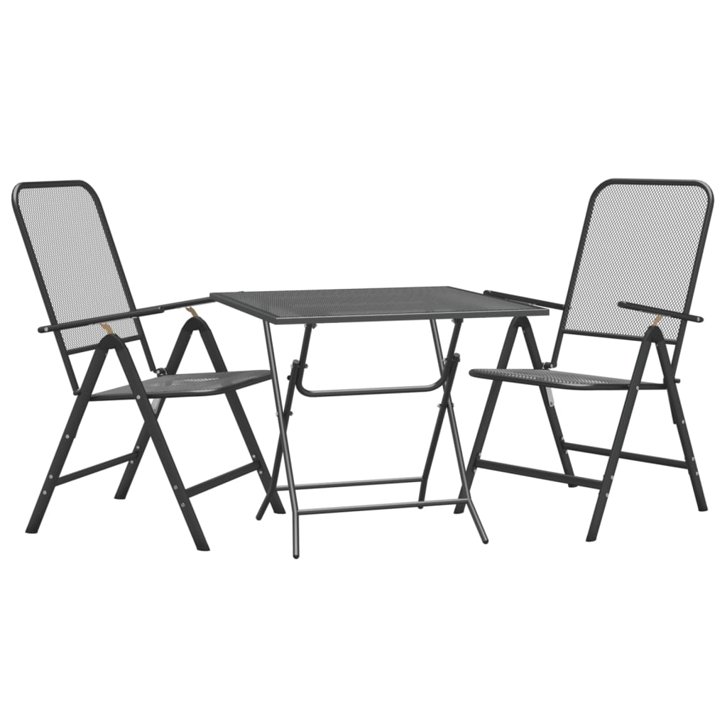 vidaXL Patio Dining Set Expanded Metal Mesh Anthracite Outdoor Furniture Set-49