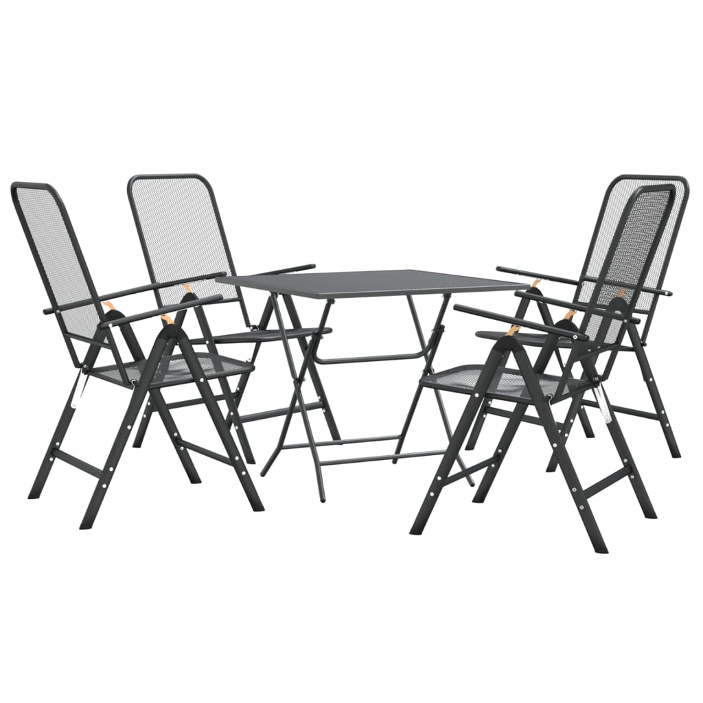 vidaXL Patio Dining Set Expanded Metal Mesh Anthracite Outdoor Furniture Set-43