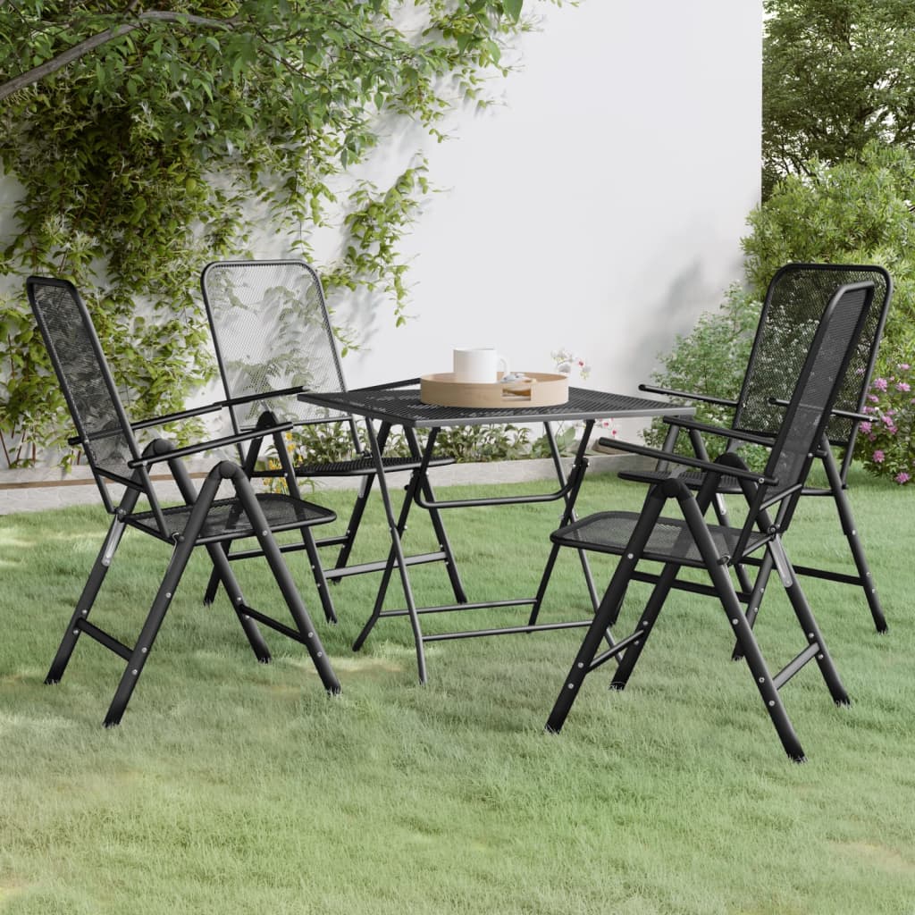 vidaXL Patio Dining Set Expanded Metal Mesh Anthracite Outdoor Furniture Set-7