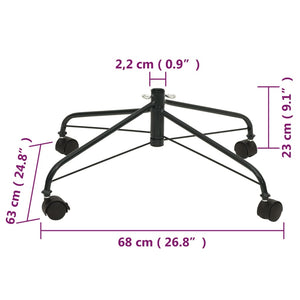 vidaXL Christmas Tree Stand Artificial Xmas Tree Base with Wheels Steel Black-4