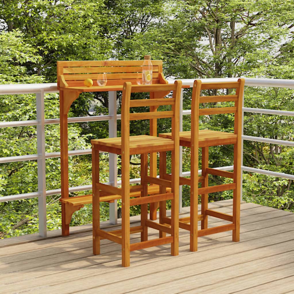 vidaXL 3 Piece Balcony Bar Set Solid Wood Acacia-0