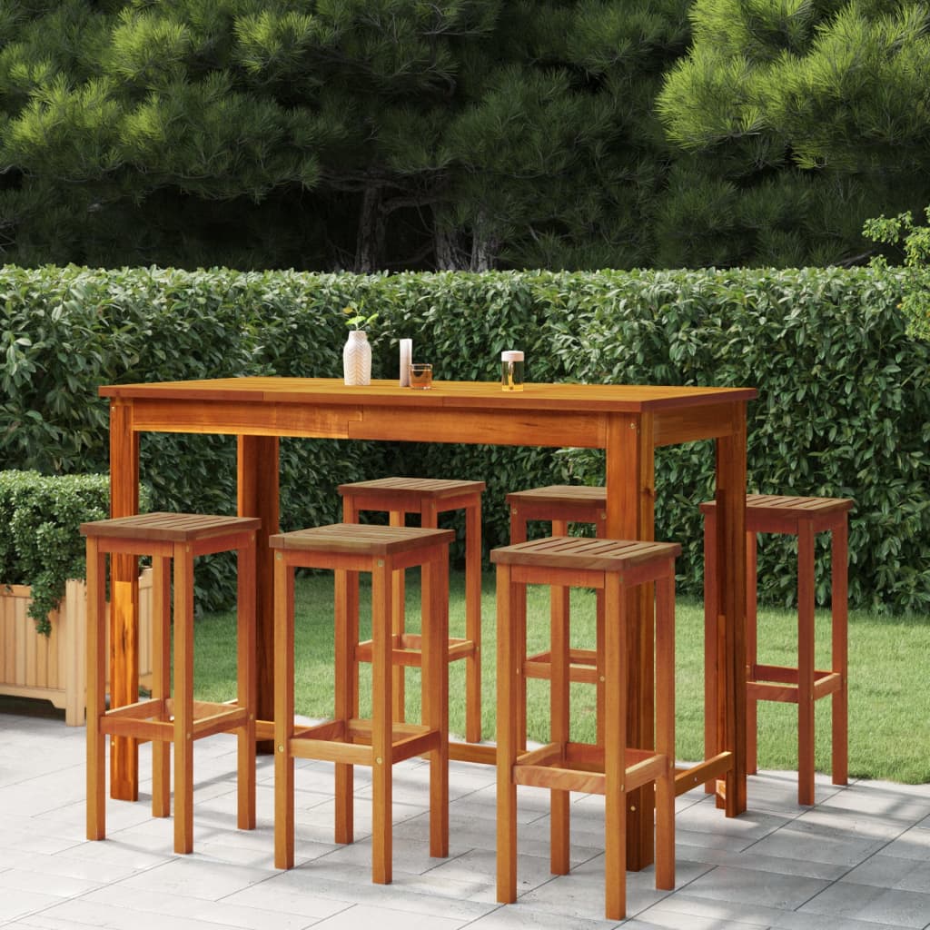 vidaXL 7 Piece Patio Bar Set Solid Wood Acacia-0