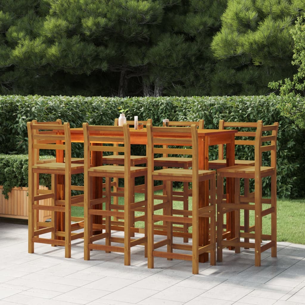 vidaXL 9 Piece Patio Bar Set Solid Wood Acacia-0