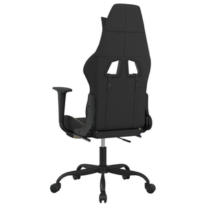 vidaXL Massage Gaming Chair with Footrest Black Fabric-30