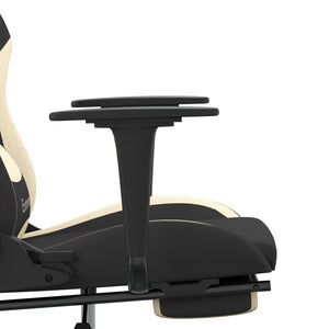 vidaXL Massage Gaming Chair with Footrest Black Fabric-51