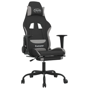 vidaXL Massage Gaming Chair with Footrest Black Fabric-1