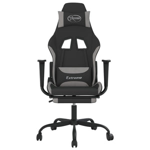 vidaXL Massage Gaming Chair with Footrest Black Fabric-35