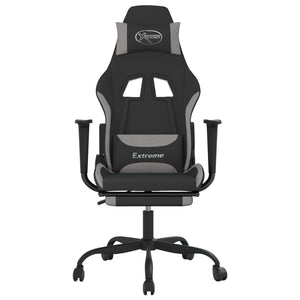 vidaXL Massage Gaming Chair with Footrest Black Fabric-38