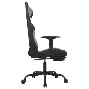 vidaXL Massage Gaming Chair with Footrest Black Fabric-52