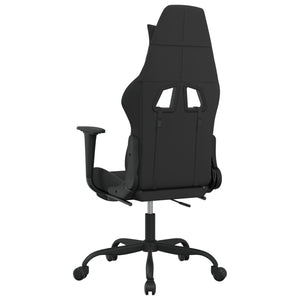 vidaXL Massage Gaming Chair with Footrest Black Fabric-59