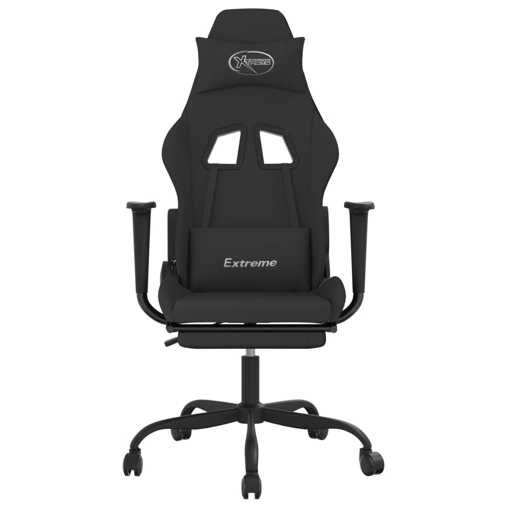 vidaXL Massage Gaming Chair with Footrest Black Fabric-9