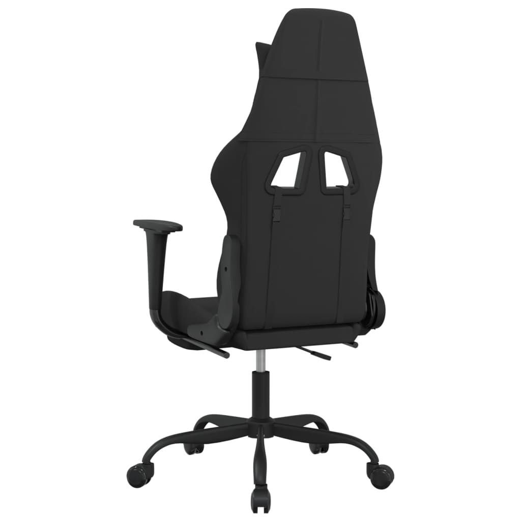 vidaXL Massage Gaming Chair with Footrest Black Fabric-32