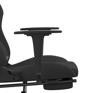 vidaXL Massage Gaming Chair with Footrest Black Fabric-54