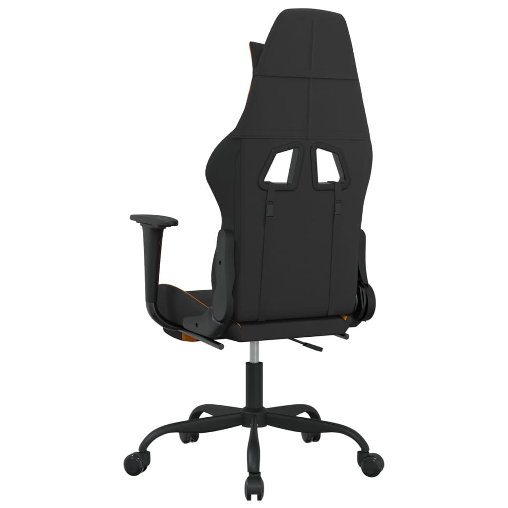 vidaXL Massage Gaming Chair with Footrest Black Fabric-8