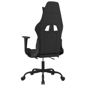 vidaXL Massage Gaming Chair with Footrest Black Fabric-12