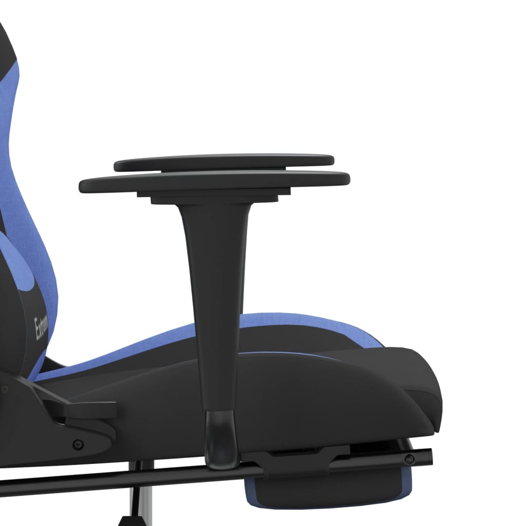 vidaXL Massage Gaming Chair with Footrest Black Fabric-34