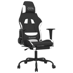 vidaXL Massage Gaming Chair with Footrest Black Fabric-64