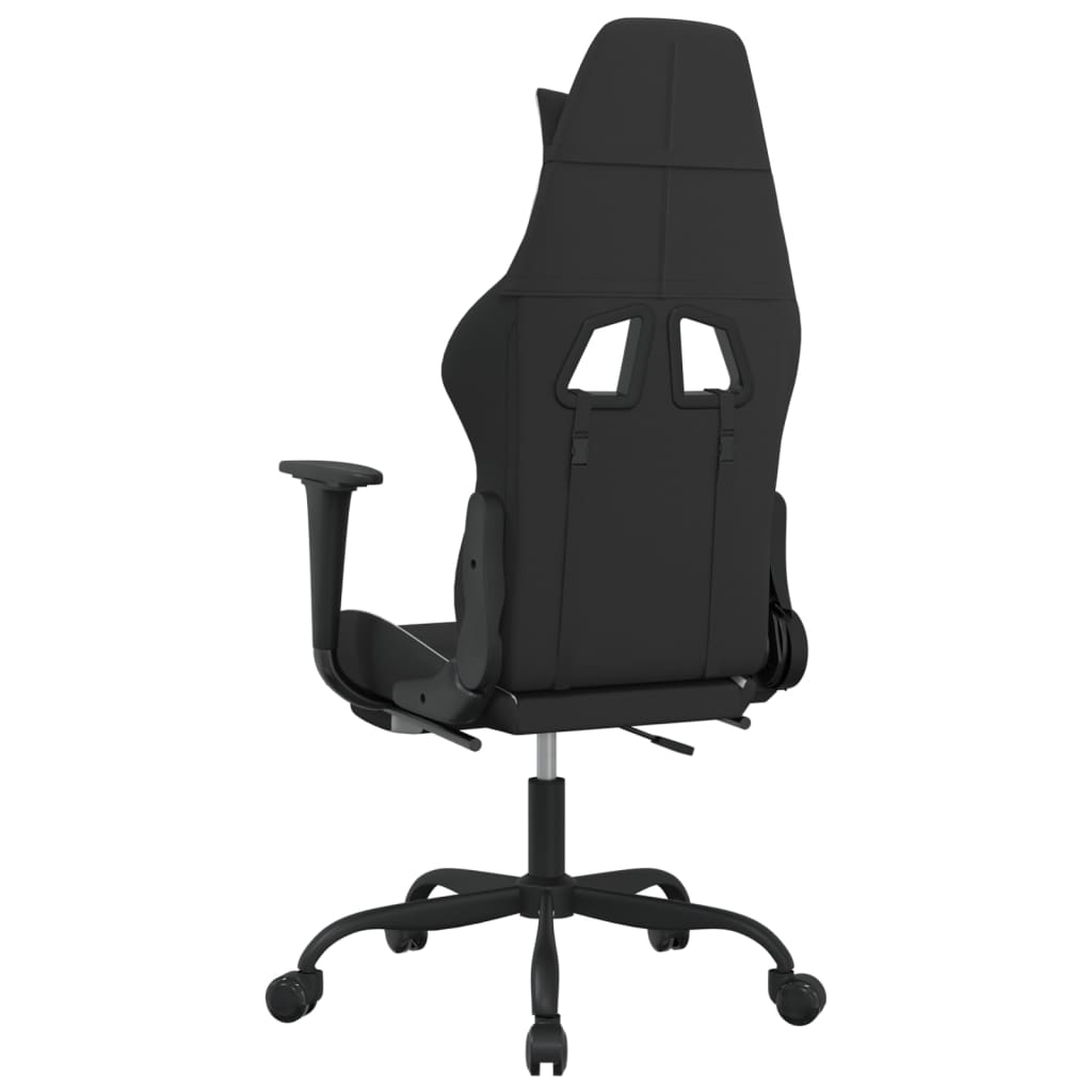 vidaXL Massage Gaming Chair with Footrest Black Fabric-56