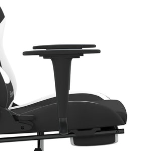 vidaXL Massage Gaming Chair with Footrest Black Fabric-3