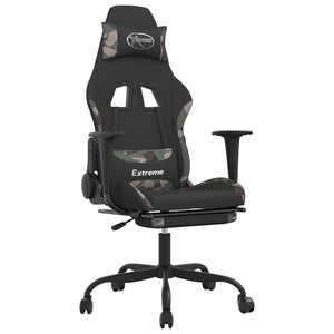 vidaXL Massage Gaming Chair with Footrest Black Fabric-39