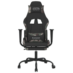 vidaXL Massage Gaming Chair with Footrest Black Fabric-41