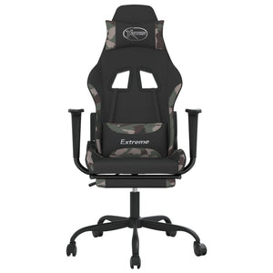 vidaXL Massage Gaming Chair with Footrest Black Fabric-39