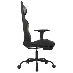 vidaXL Massage Gaming Chair with Footrest Black Fabric-53