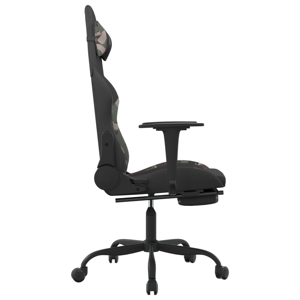 vidaXL Massage Gaming Chair with Footrest Black Fabric-55