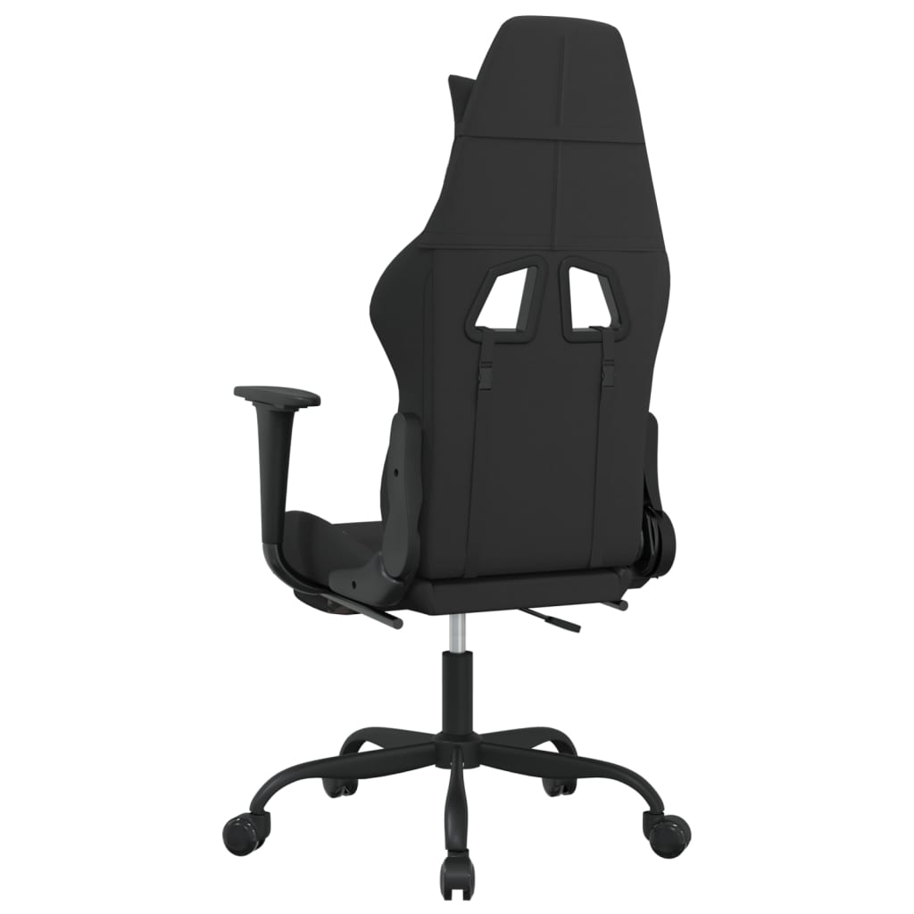 vidaXL Massage Gaming Chair with Footrest Black Fabric-62