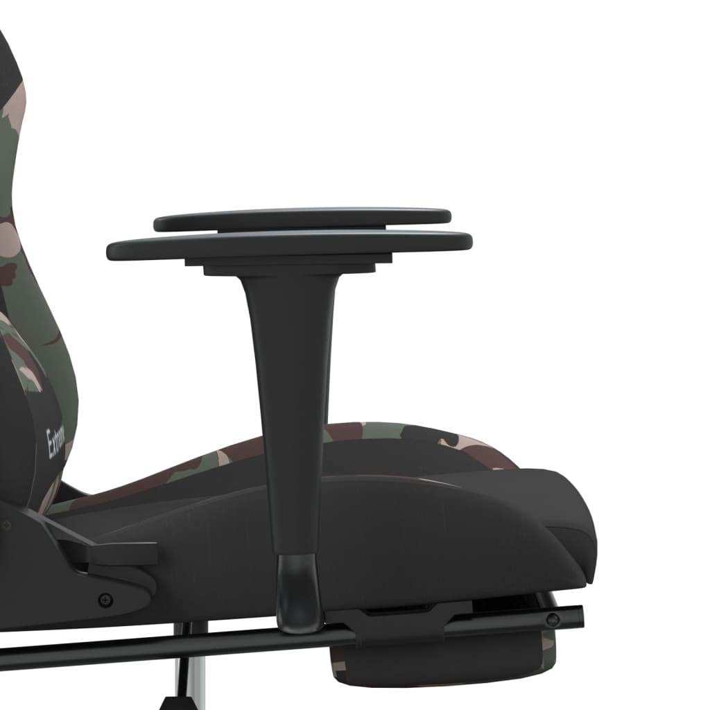 vidaXL Massage Gaming Chair with Footrest Black Fabric-8