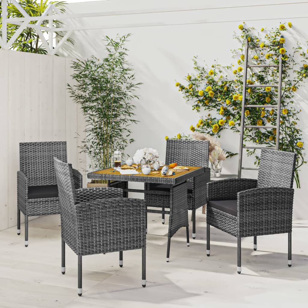 vidaXL Patio Furniture Set Outdoor Table and Chair with Cushions Poly Rattan-3