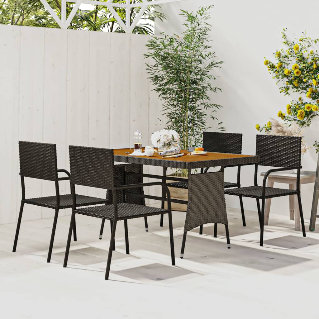 vidaXL Patio Furniture Set 9 Piece Table and Chair with Cushions Poly Rattan-5