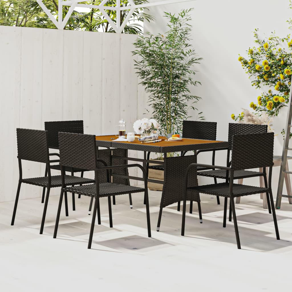 vidaXL Patio Furniture Set 9 Piece Table and Chair with Cushions Poly Rattan-3