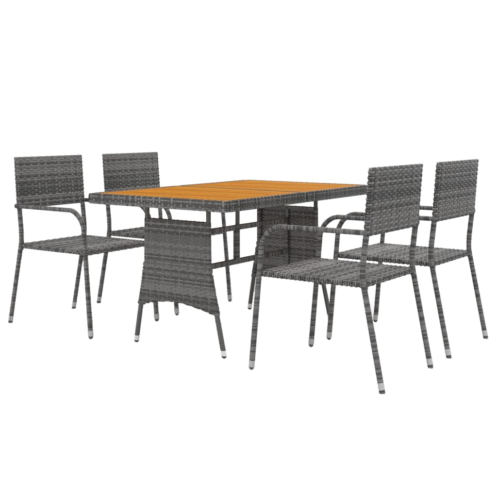 vidaXL Patio Furniture Set 9 Piece Table and Chair with Cushions Poly Rattan-6