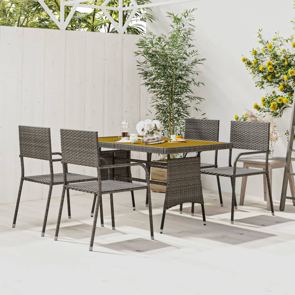 vidaXL Patio Furniture Set 9 Piece Table and Chair with Cushions Poly Rattan-7