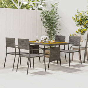 vidaXL Patio Furniture Set 9 Piece Table and Chair with Cushions Poly Rattan-7