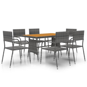 vidaXL Patio Furniture Set 9 Piece Table and Chair with Cushions Poly Rattan-0