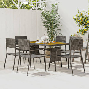 vidaXL Patio Furniture Set 9 Piece Table and Chair with Cushions Poly Rattan-1