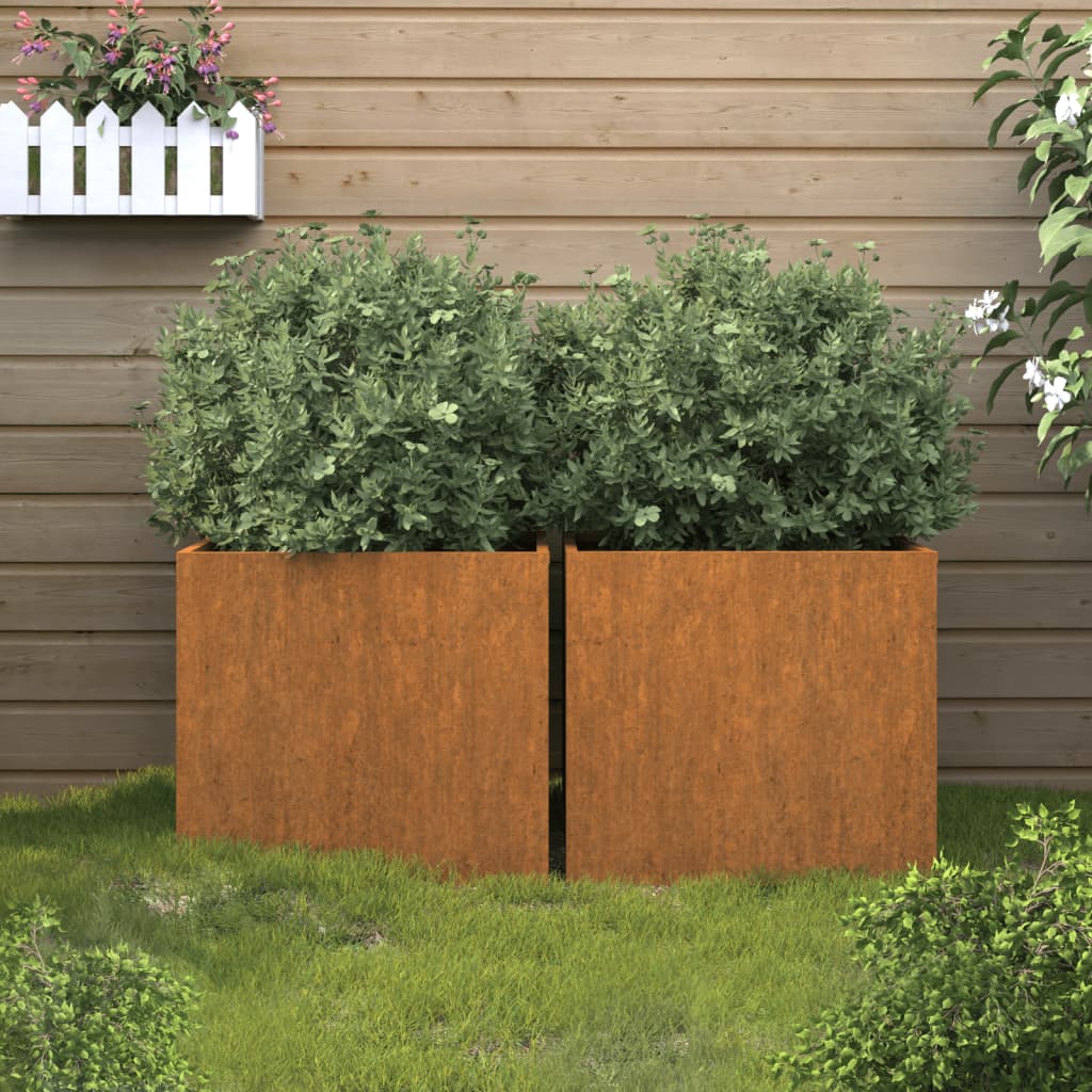 vidaXL Planter Stand Outdoor Raised Garden Bed for Vegetables Corten Steel-13