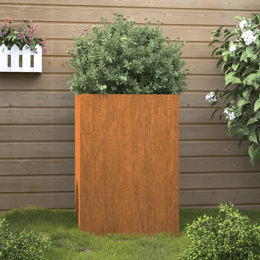 vidaXL Planter Stand Outdoor Raised Garden Bed for Vegetables Corten Steel-3