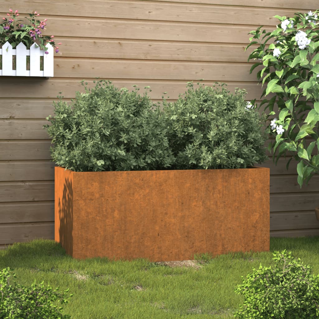 vidaXL Planter Stand Outdoor Raised Garden Bed for Vegetables Corten Steel-38